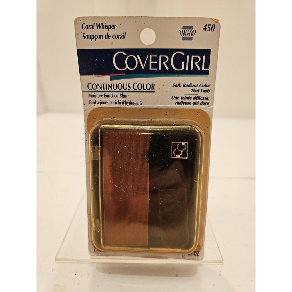 Vintage Cover Girl Continuous Color‎ Blush Moisture Enriched Coral Whisper 450